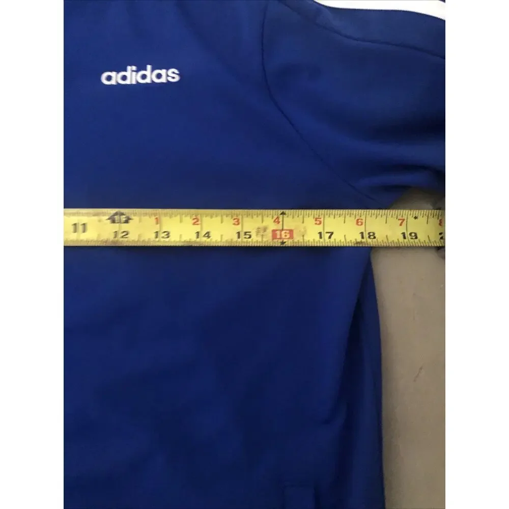 adidas Track jacket 3 Stripes Blue Boy or girls L 14/16 Woman's medium unisex